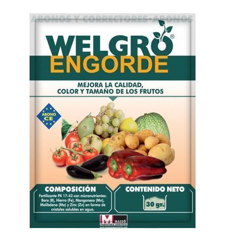 Welgro engorde Masso Fertilizante Abono CE JED