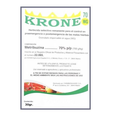 Krone 70 WG herbicida selectivo Metribuzina 70% JED