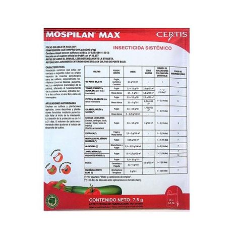 Mospilan Max insecticida Acetamiprid 20% S-7,5gr JED [DESCATALOGADO]