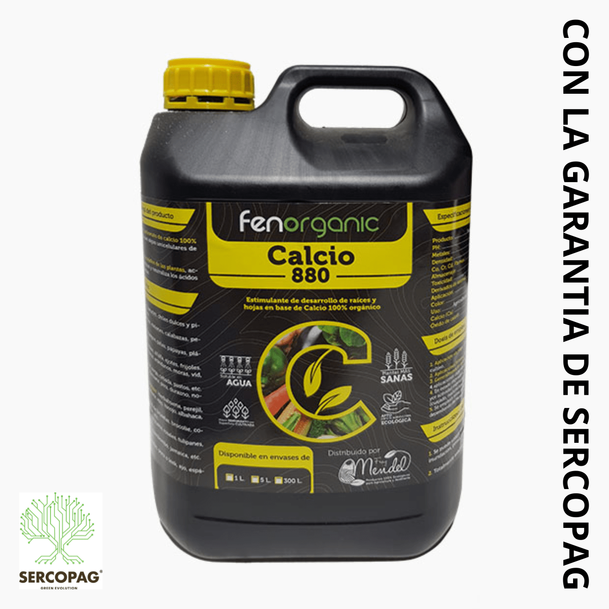 FENORGANIC CALCIO 880 PLUS, calcio líquido ecológico con algas para prevenir carencias, mejorar la firmeza y aplicar por vía foliar o riego.