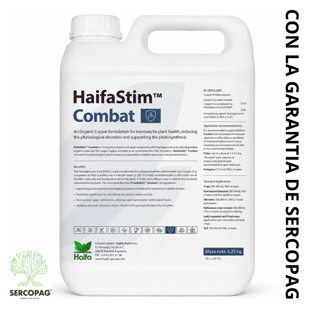 Garrafa de 5 litros de HaifaStim Combat con 5,5 % de cobre complejado con HGA