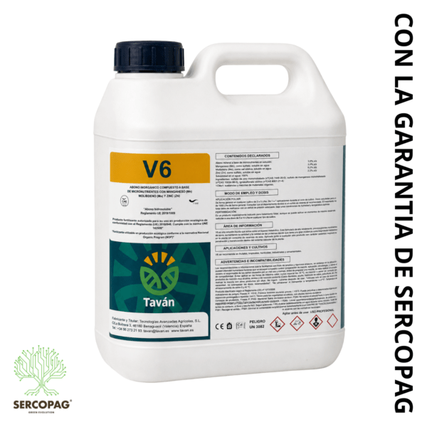 TAVAN V6 5 litros, activador metabólico foliar con manganeso, molibdeno y zinc