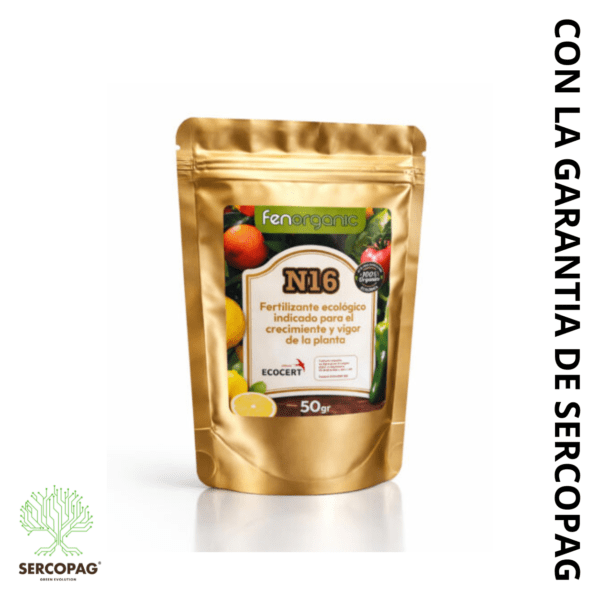 FENORGANIC N16 es un fertilizante ecológico en polvo, totalmente soluble en agua, formulado para aportar nitrógeno orgánico y aminoácidos de rápida asimilación.
